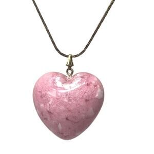 LR Lady Remington Puffed HEART Pendant Necklace w/ 28" Length Chain